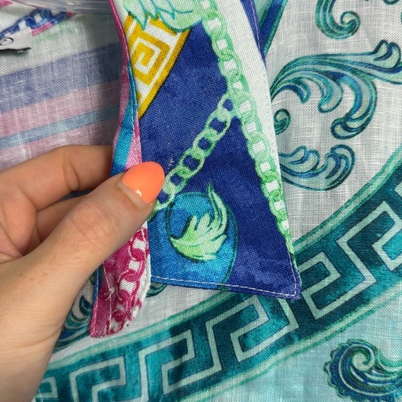 Sesto Senso Italian Linen Printed Button Up Maxi Shirtdress Medium Europe - Picture 7 of 12